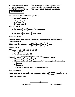 Kiểm tra học kì II môn Toán - Lớp 10
